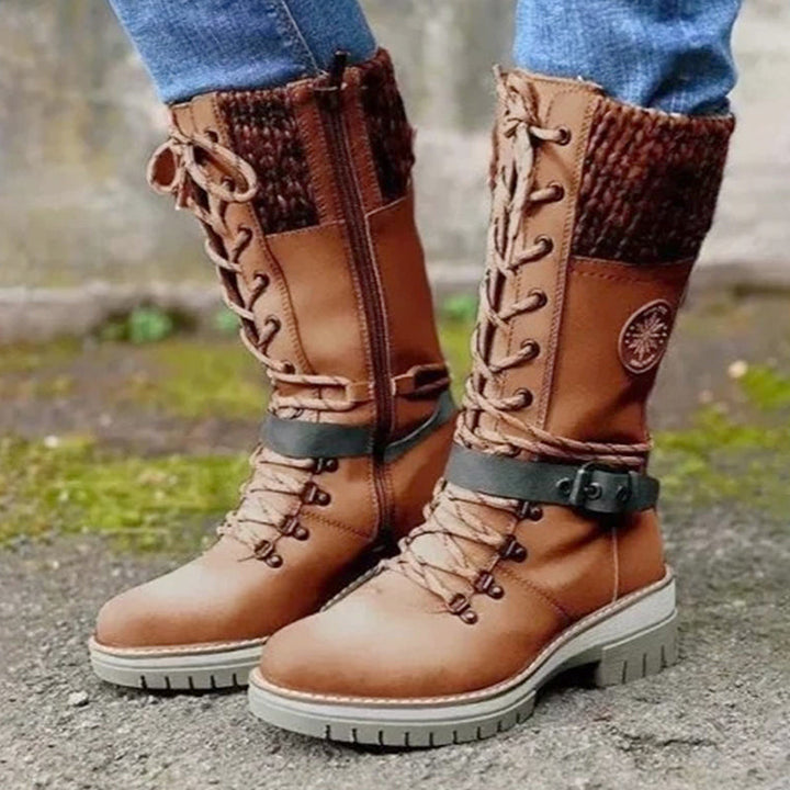 Bottines Montantes en Cuir Synthétique | Doublure Chaude | Style et Confort