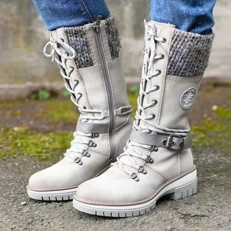 Bottines Montantes en Cuir Synthétique | Doublure Chaude | Style et Confort