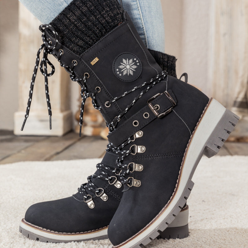 Bottines Montantes en Cuir Synthétique | Doublure Chaude | Style et Confort