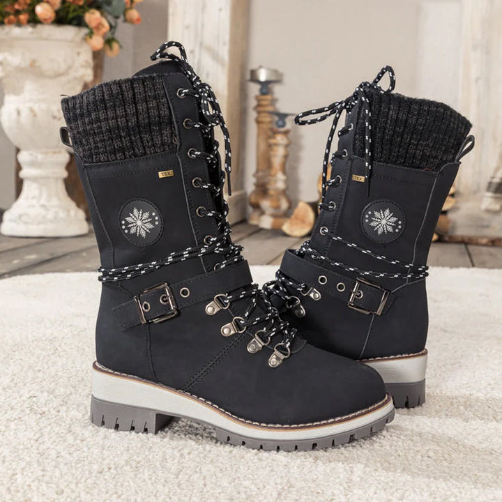 Bottines Montantes en Cuir Synthétique | Doublure Chaude | Style et Confort