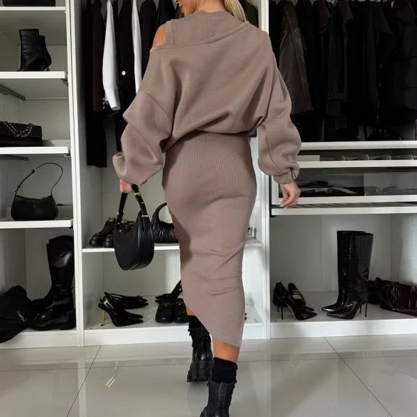 Ensemble Pull Oversize et Jupe Crayon | Look Élégant et Décontracté