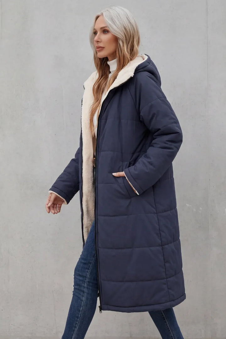 Manteau Long et Chaud à Capuche