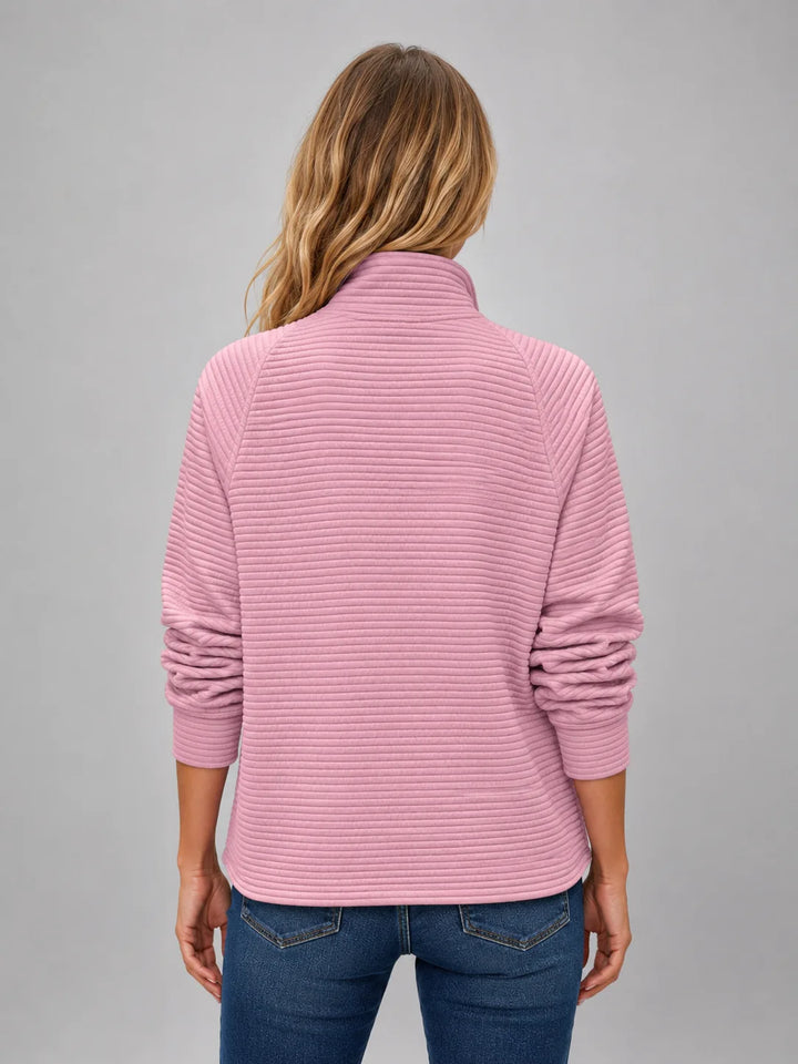 Pull Côtelé à Col Zippé