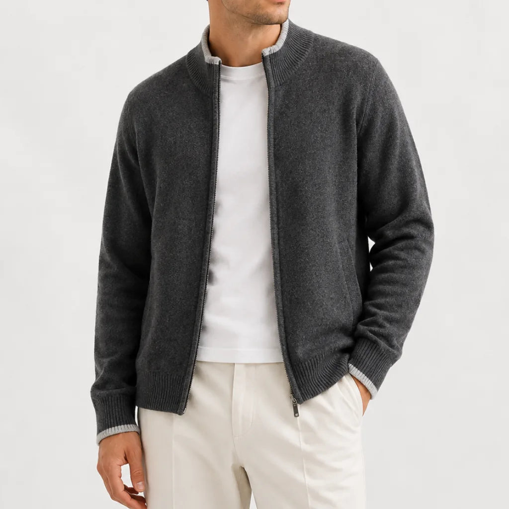 Pull Texturé à Col Montant – Ardoise