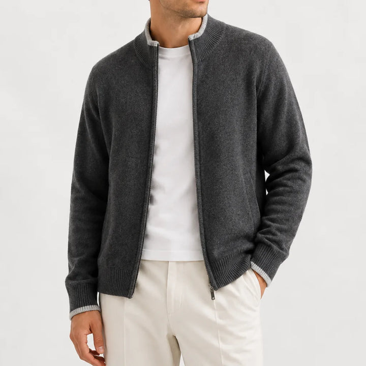 Pull Texturé à Col Montant – Ardoise