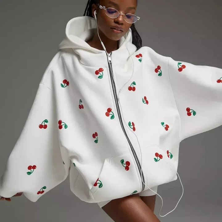 Veste à Capuche et Motif Cerise