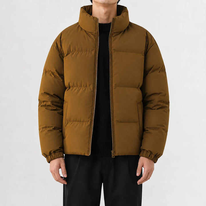 Veste Volumineuse à Col Montant – Camel