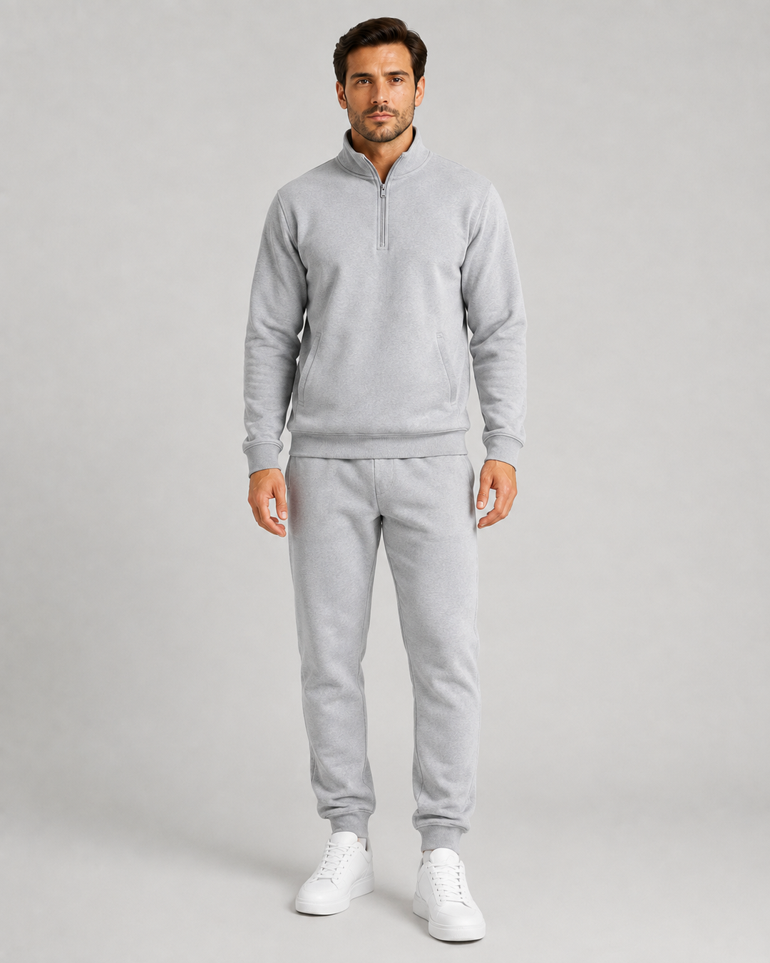 Sweat à Col Montant Zippé – Gris