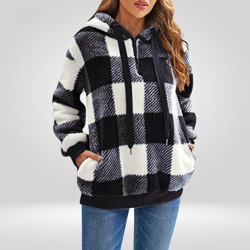 Sweat Douillet à Carreaux – Noir