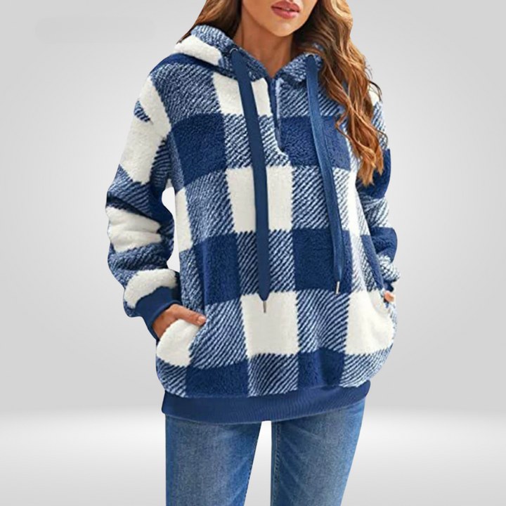 Sweat Douillet à Carreaux – Bleu