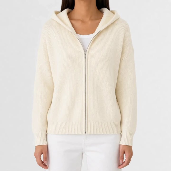 Sweat Essentiel Zippé à Capuche – Crème