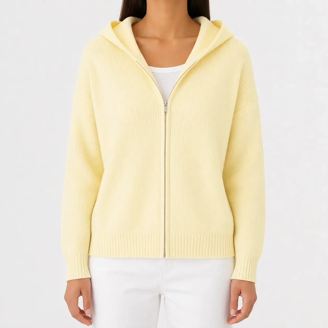 Sweat Essentiel Zippé à Capuche – Jaune