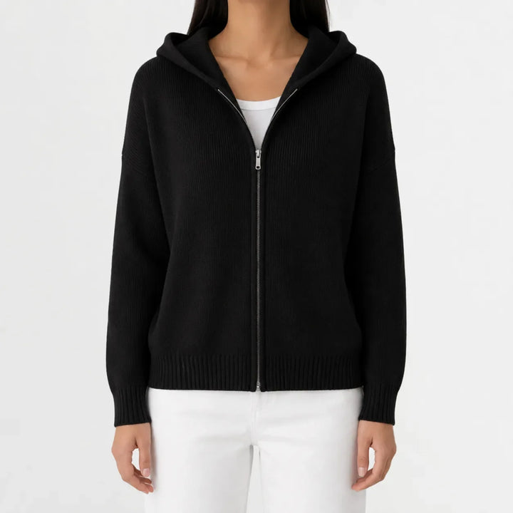 Sweat Essentiel Zippé à Capuche – Noir