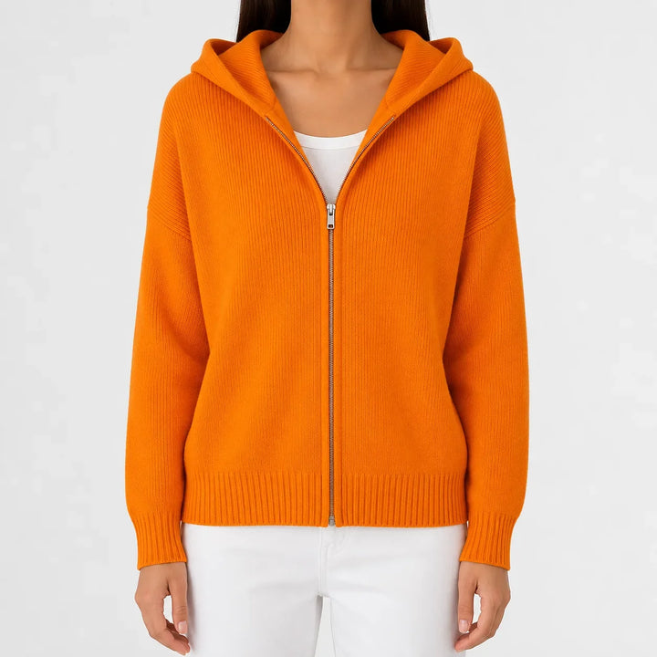 Sweat Essentiel Zippé à Capuche – Orange