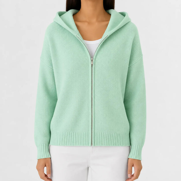 Sweat Essentiel Zippé à Capuche – Vert Menthe