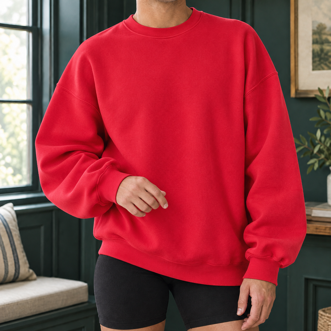 Sweat Homme Coupe Ample – Round Neck Rouge