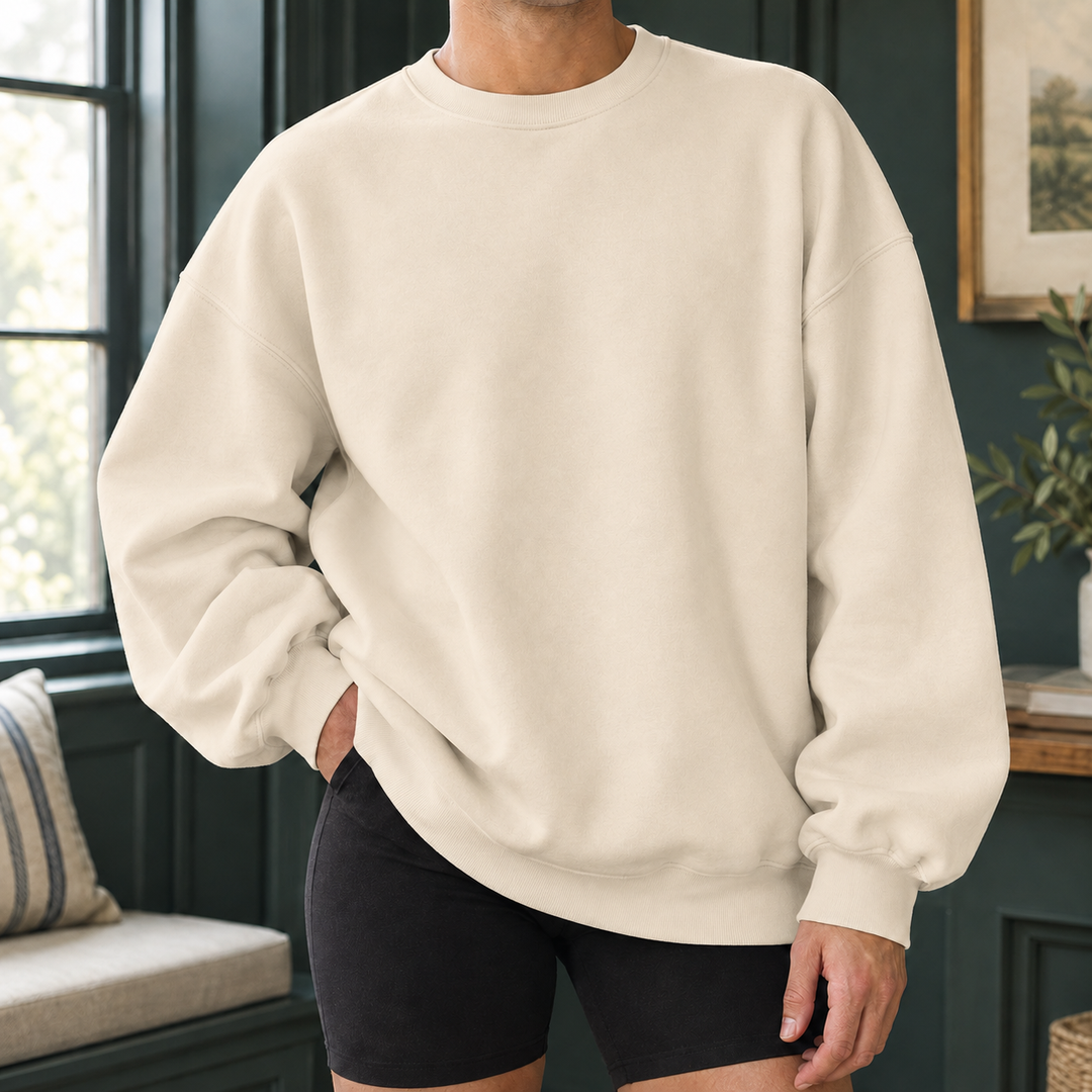 Sweat Homme Coupe Ample – Round Neck Kaki