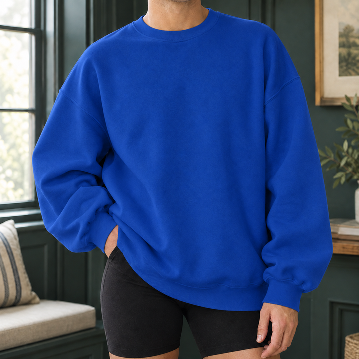 Sweat Homme Coupe Ample – Round Neck Royal Bleu