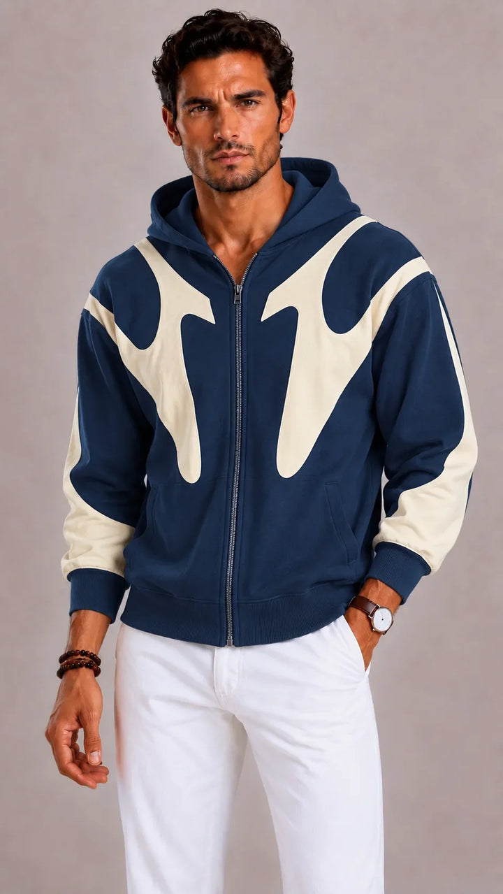 Sweat Zippé à Capuche Graphique