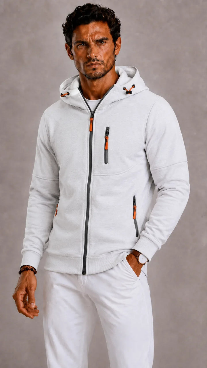 Sweat Zippé Pratique à Capuche – Blanc