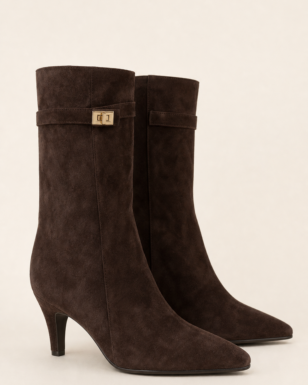 Bottes Hautes à Fermoir Élégant – Marron