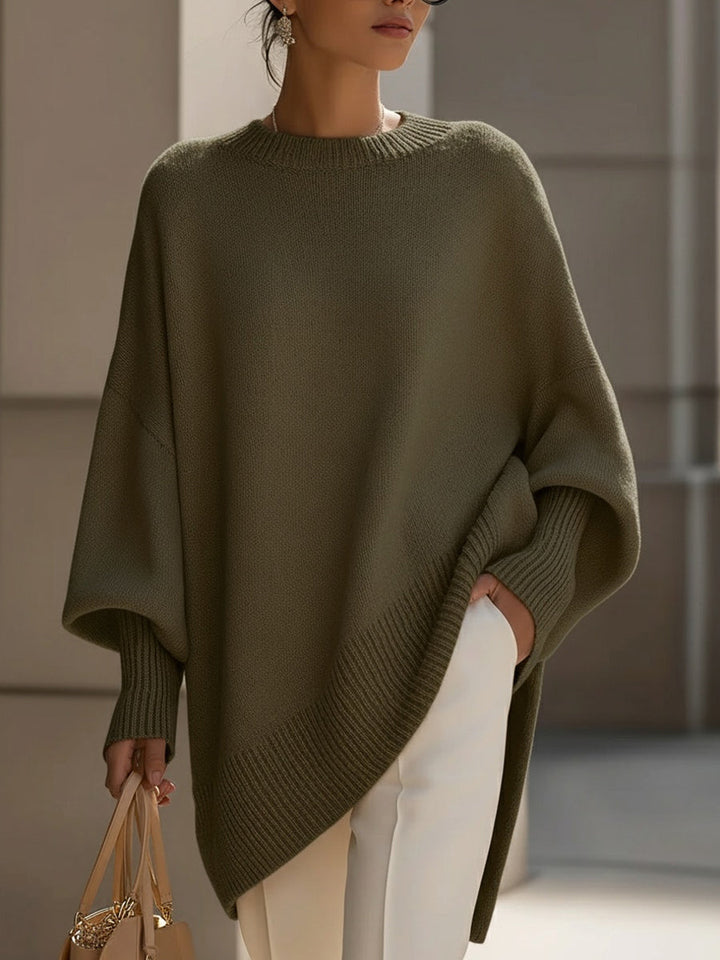 Manteau ample à design asymétrique – Vert Olive