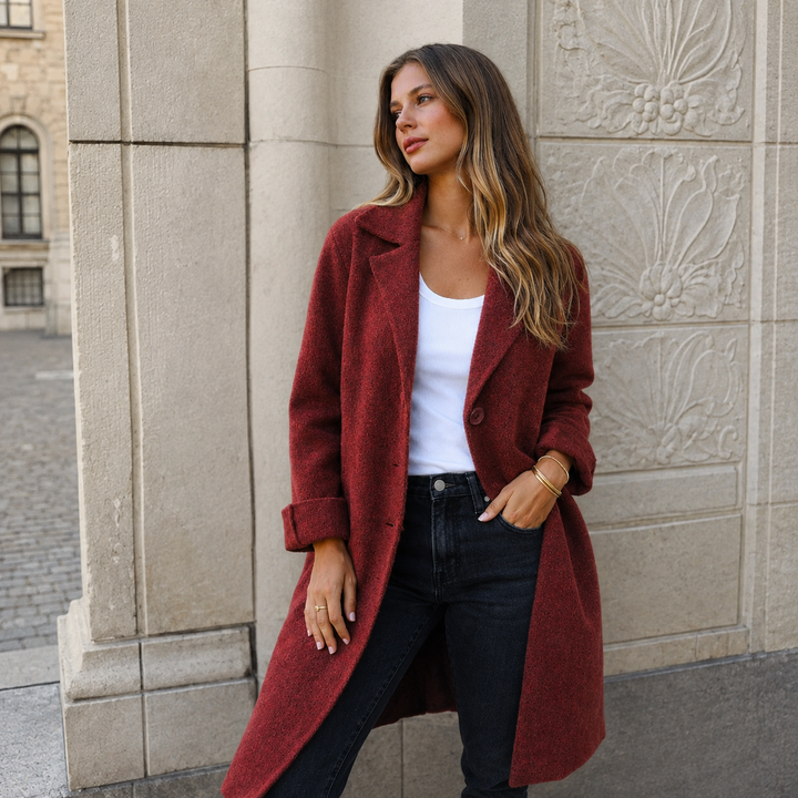 Manteau classique coupe droite – Rouge