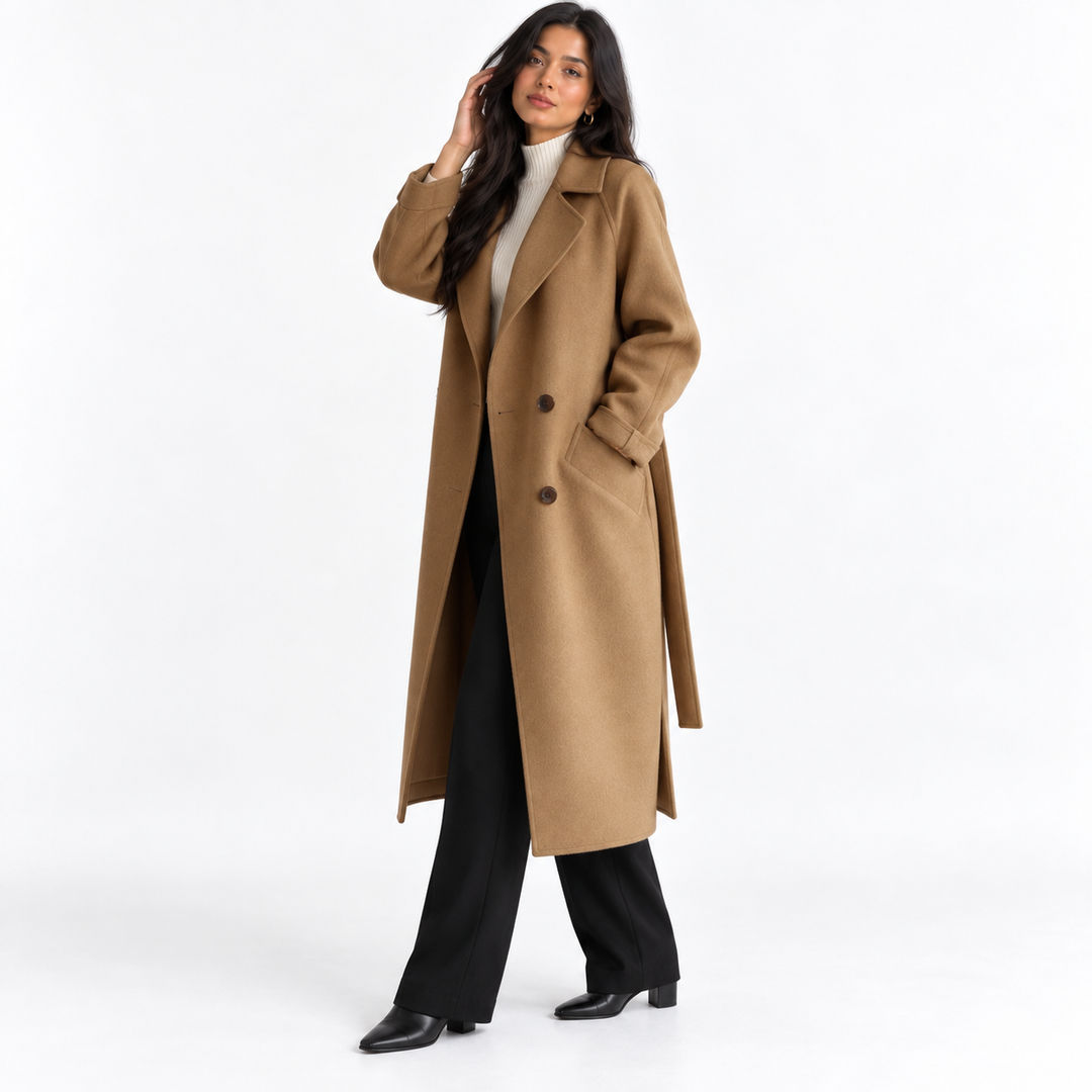 Manteau Long Portefeuille Chic – Marron