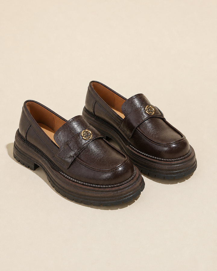 Mocassins Modernes à Plateforme Crantée – Marron