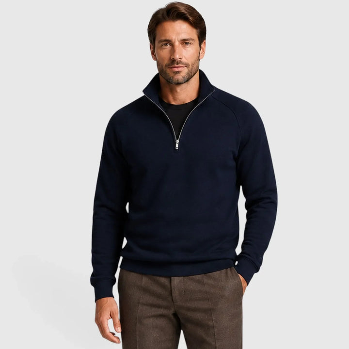 Pull Ajusté à Col Montant – Bleu Marine