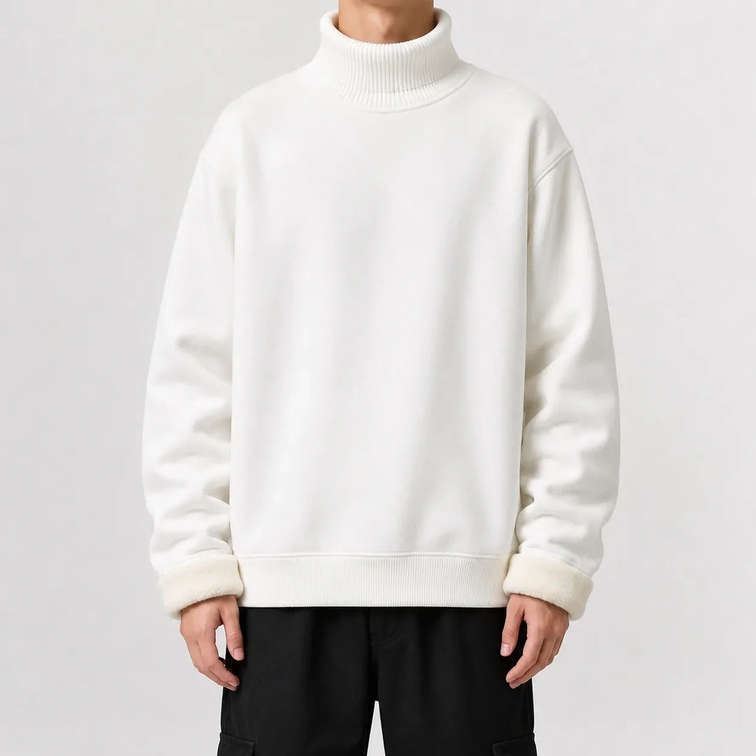 Pull Homme Chaud à Col Roulé – Blanc