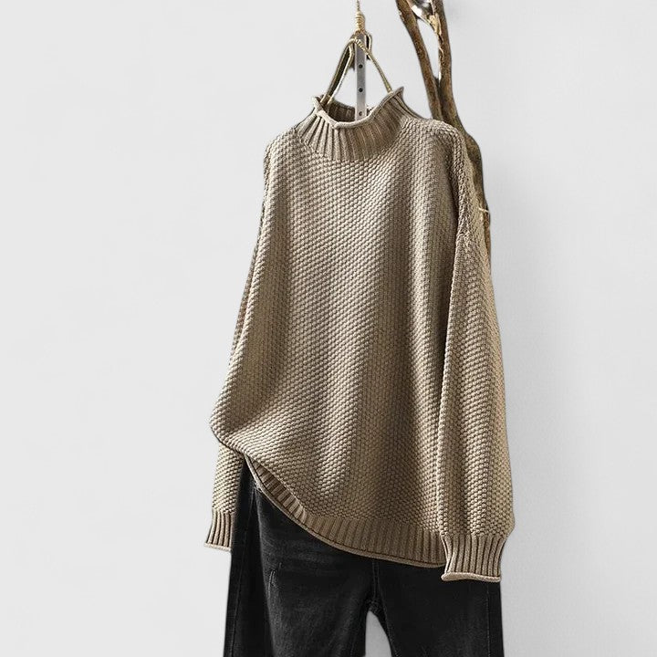 Pull oversize à col montant – Kaki