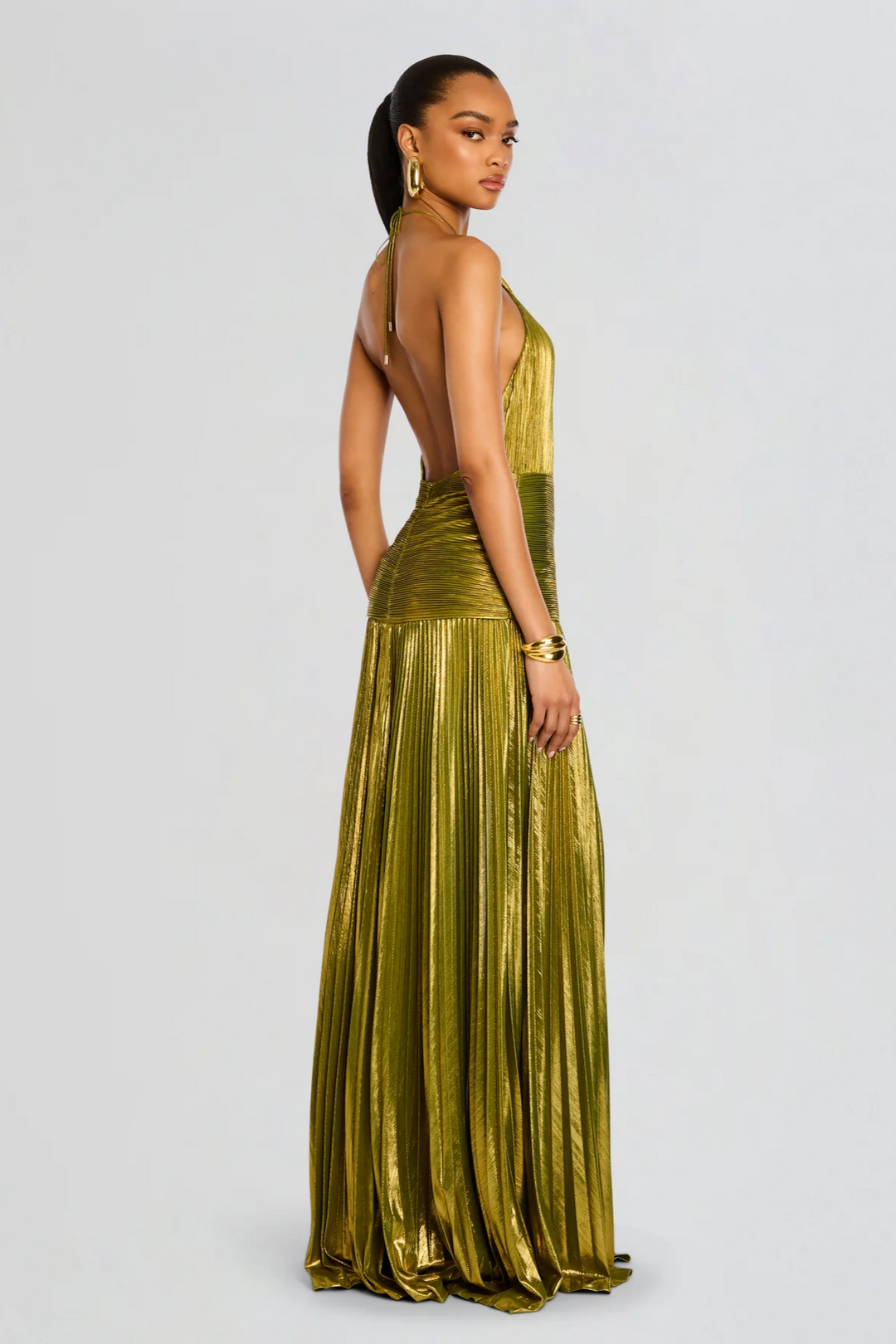 Robe de Soirée Plissée Verte