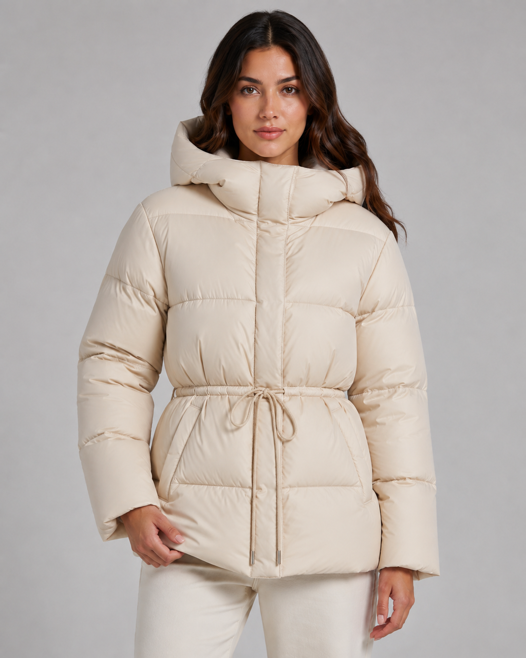 Veste Courte à Taille Cordon – Beige
