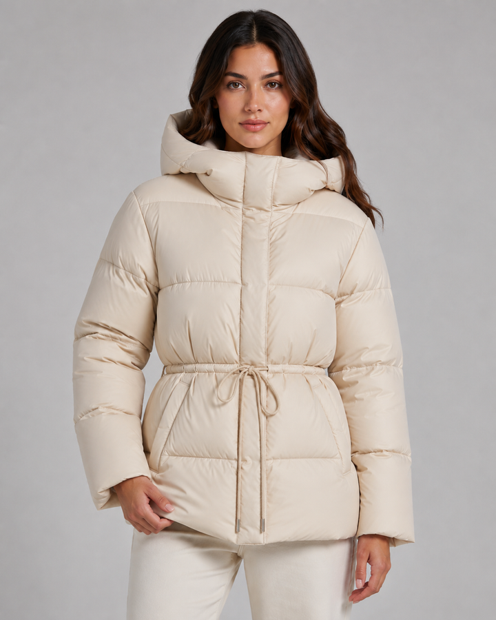 Veste Courte à Taille Cordon – Beige