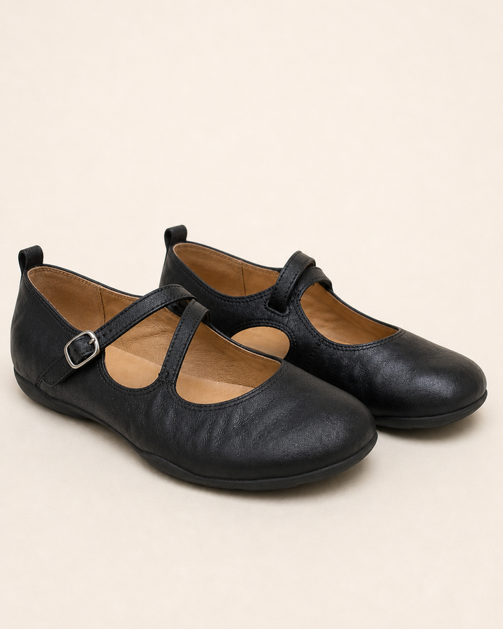 Ballerines Rétro à Bride – Noir