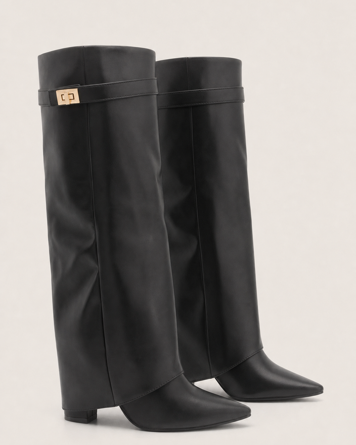 Bottes Hautes à Fermoir Élégant – Noir