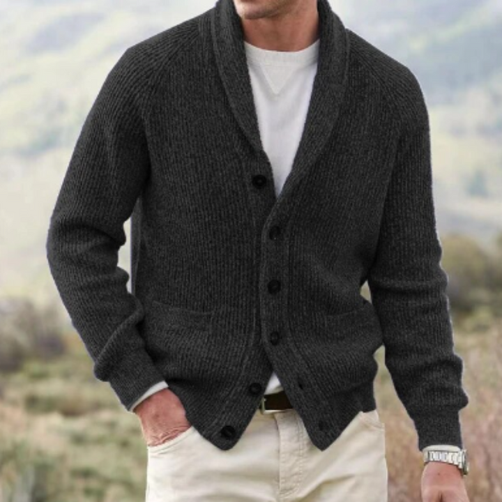 Cardigan Classique à Col Châle – Noir