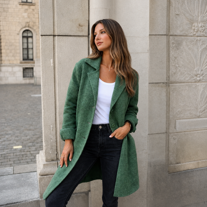 Manteau classique coupe droite – Vert