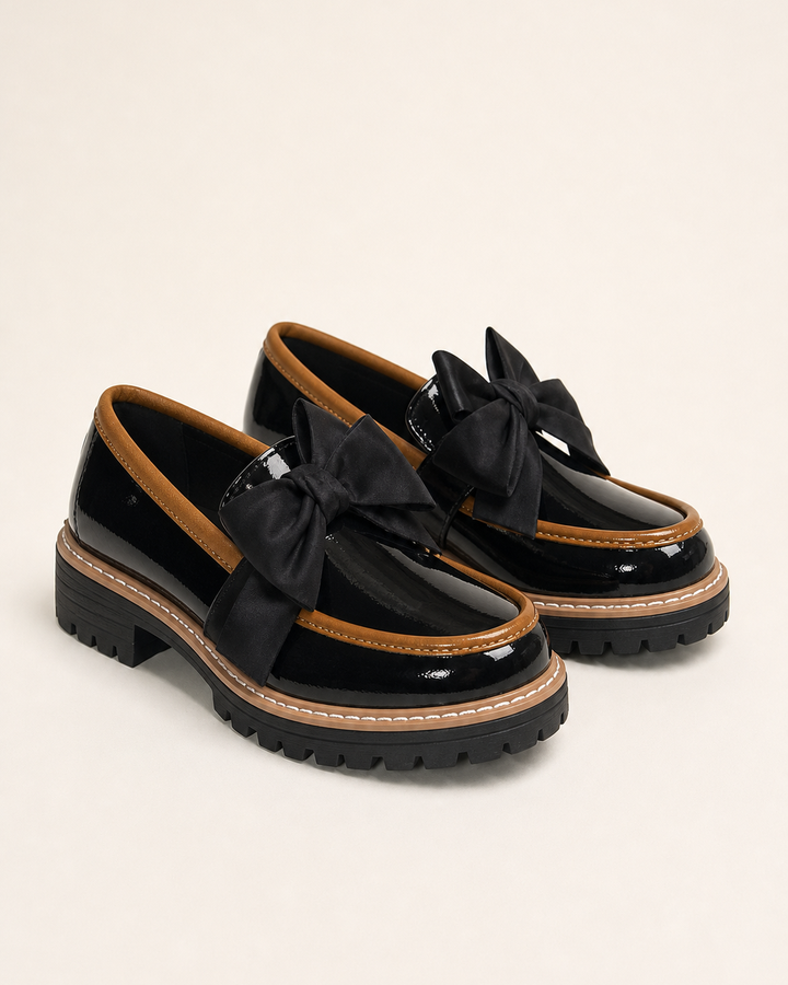 Mocassins à Plateforme et Nœud – Noir
