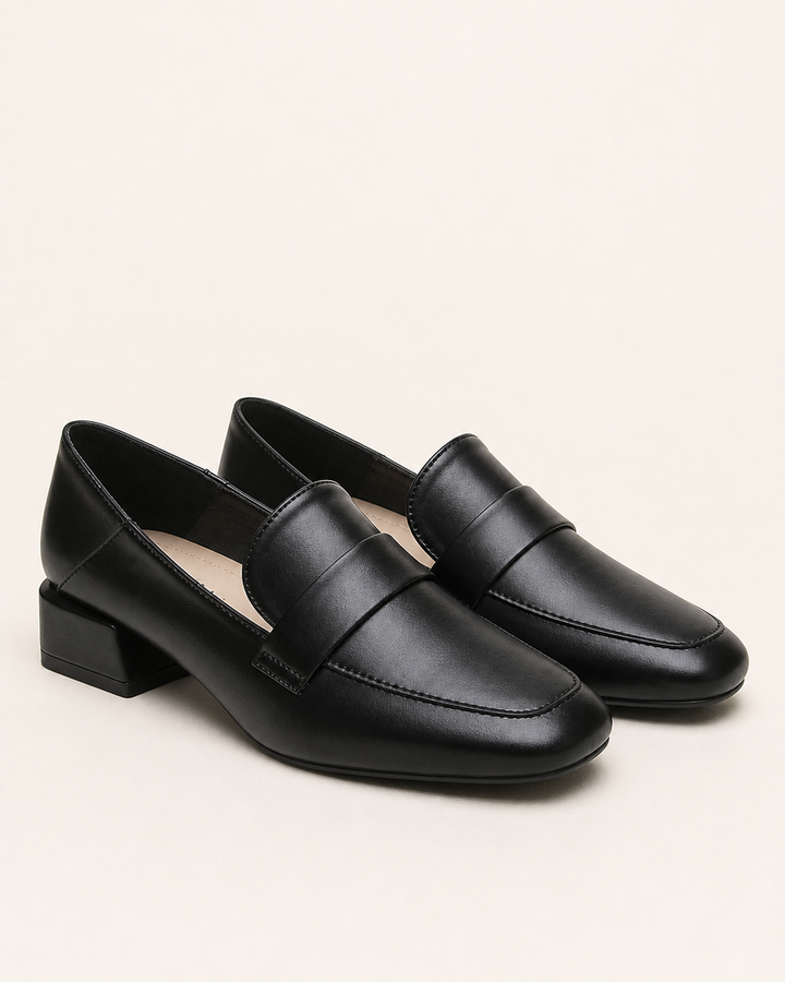 Mocassins Modernes à Talon Carré – Noir