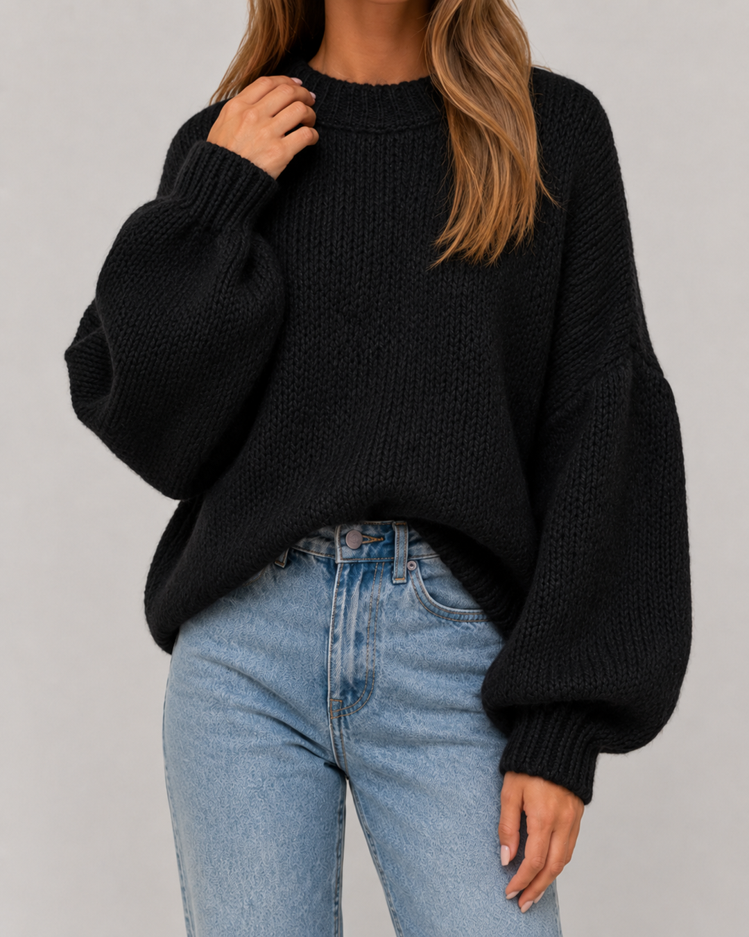 Pull Ample à Manches Ballon – Noir