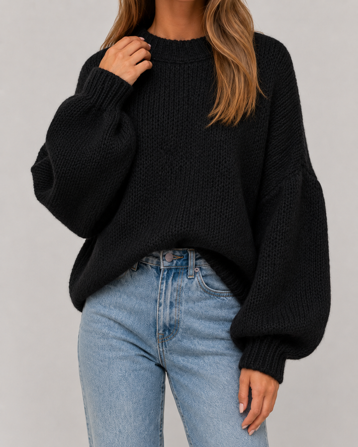 Pull Ample à Manches Ballon – Noir