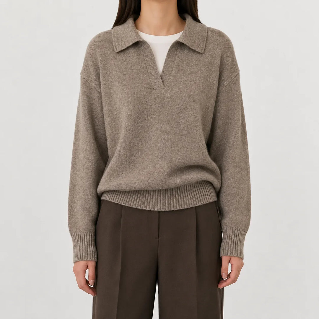 Pull Élégant à Col Polo – Moka