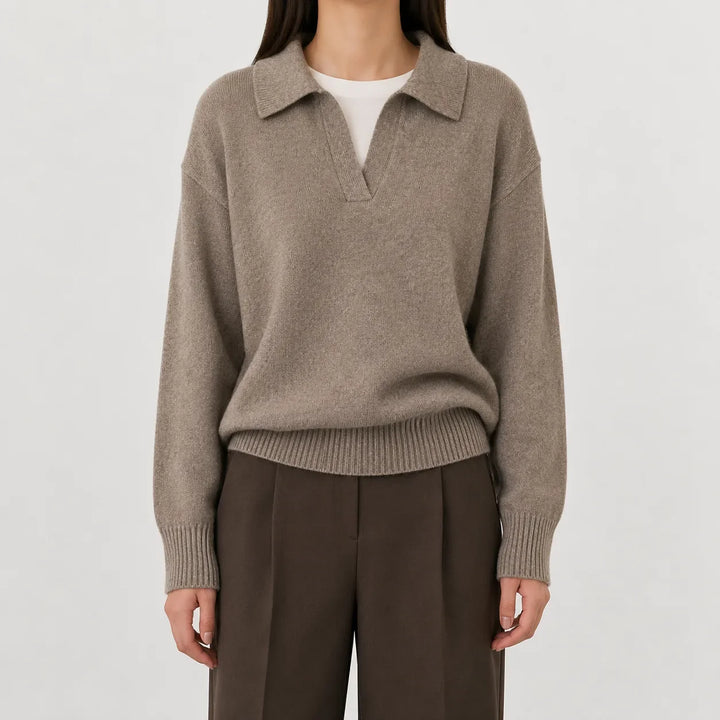 Pull Élégant à Col Polo – Moka