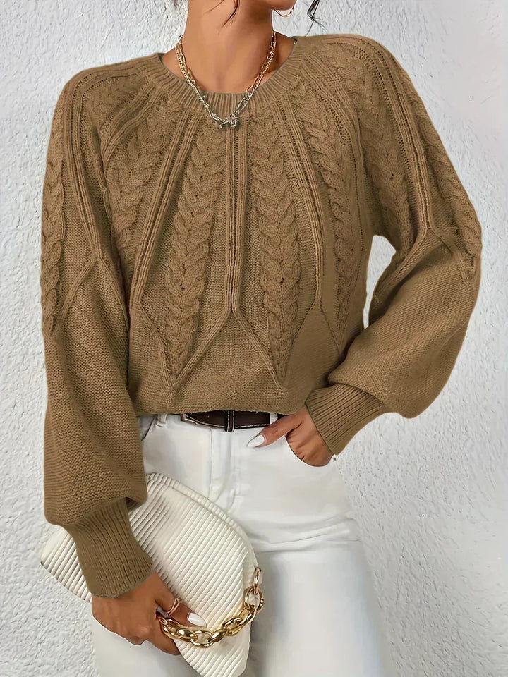 Pull élégant à manches ballon – Marron