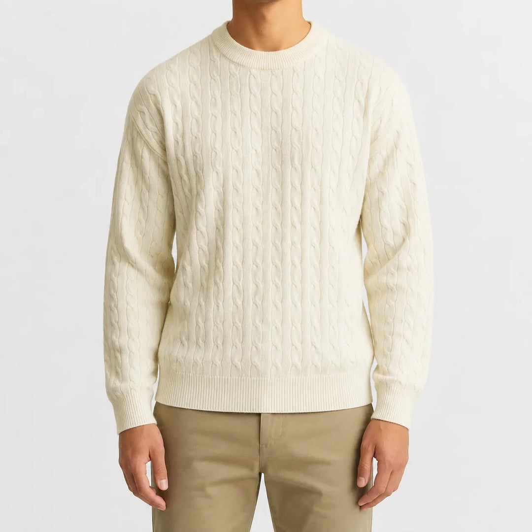 Pull Homme Intemporel Col Rond – Crème