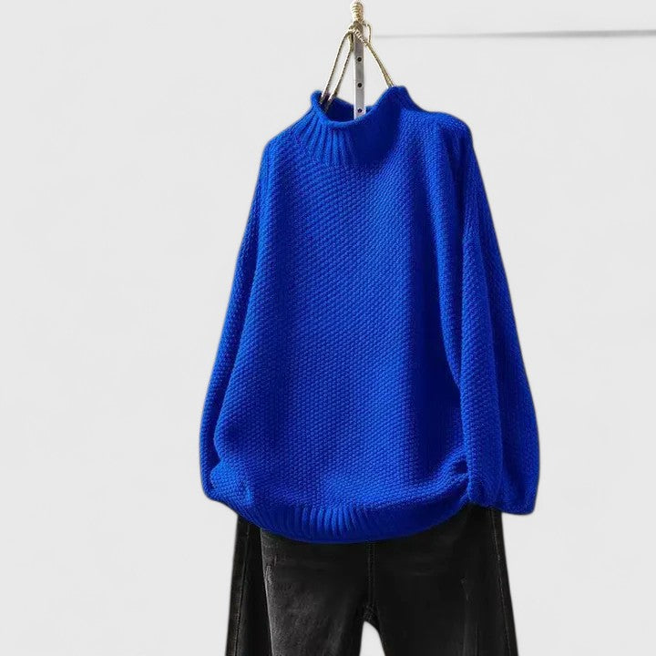 Pull oversize à col montant – Bleu