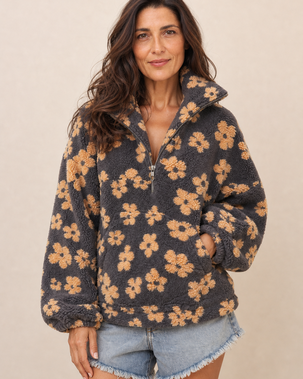 Sweat douillet à motif floral