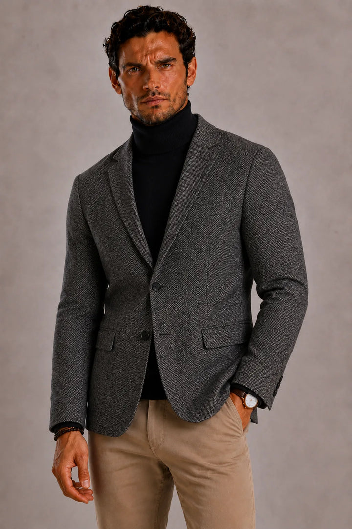 Veste Blazer Homme Ajustée – Gris Foncé